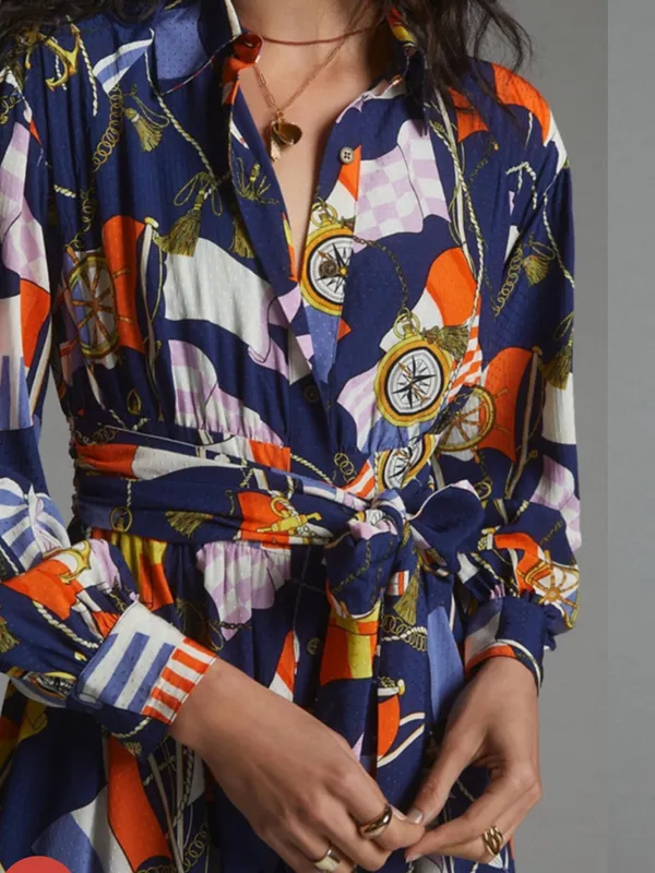 Anthropologie Maeve NEW Nautical Navy Mini Shirtdress - Image 2