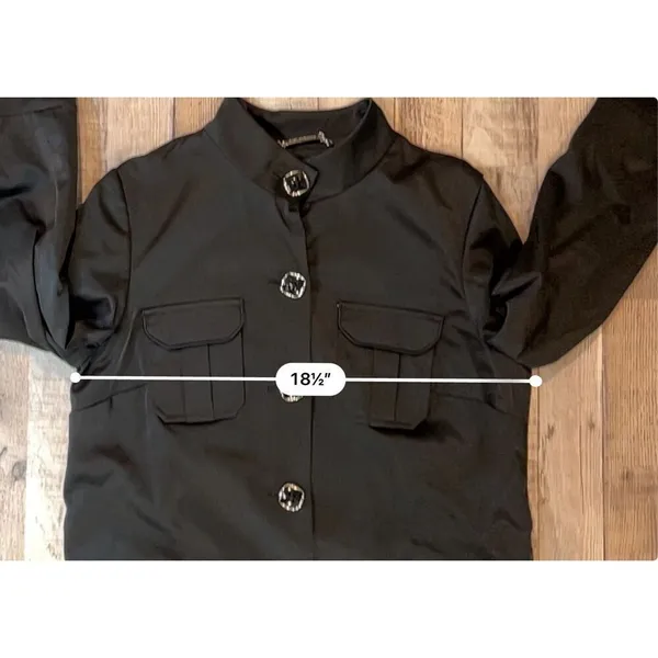 Dana Buchman‎ Black Trench Coat Zebra Lining Mandarin Collar sz XS Weathergear - Image 7