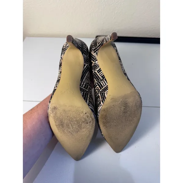 J Crew Raffia Geometric Pointed‎ Toe Heels Women 8.5 Woven Stiletto Minimalist - Image 2