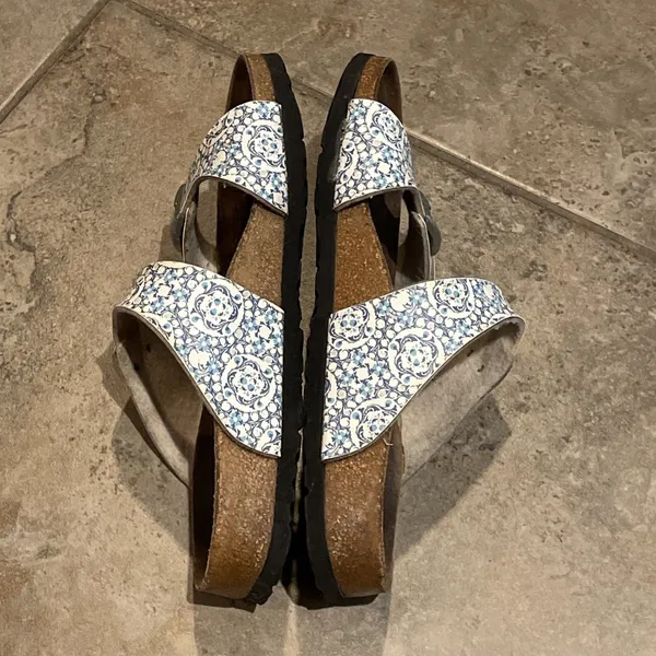 Papillio Birkenstock Sydney Blue Floral Sandals Womens EU 38 US 7 Germany - Image 10