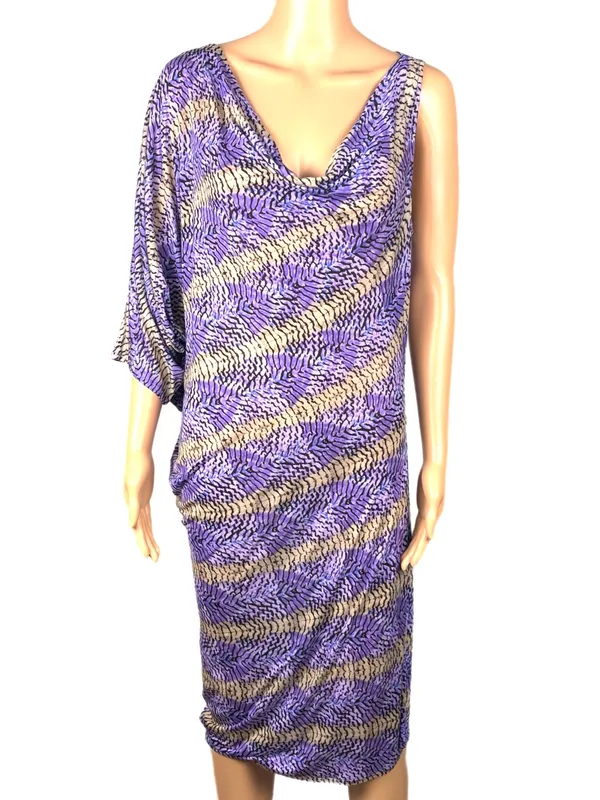 BCBGMAXAZRIA KESI Purple One-Shoulder Lightweight Dress NEW WITH TAGS Medium - Image 2