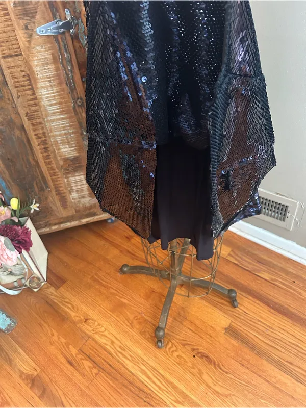 Free People Sequin V-Neck Sleeveless Party Dress in Metallic Black | Size Medium - Image 11