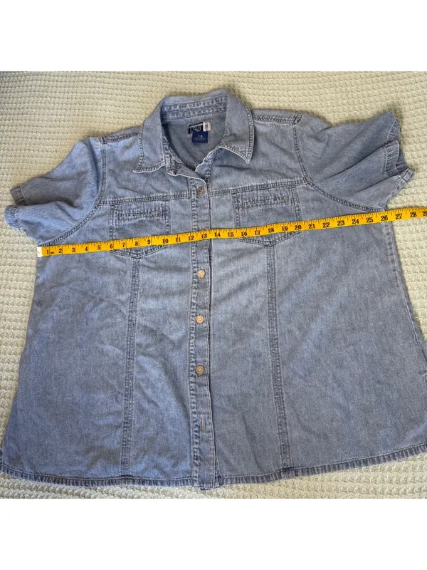 Venezia Jeans Denim Button Down Shirt Women 18 20 Top Blouse 90s Western Cowgirl - Image 5