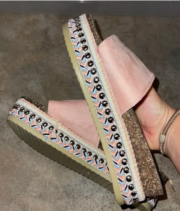 Dolce Vita Pink Suede Platform Slides - Image 2