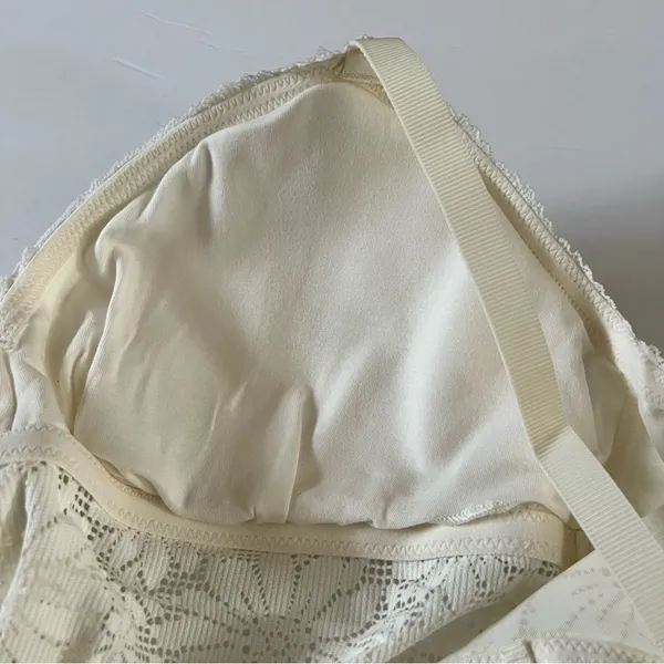 Aerie Textured Lace Padded Longline Bralette in Creamy White Size XL - Image 6