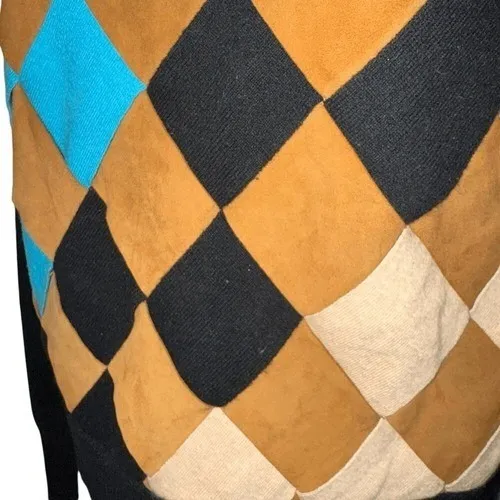 SI-IAE Cashmere Black Sweater With Criss Cross Faux‎ Suede L/S EUC Size Small - Image 6