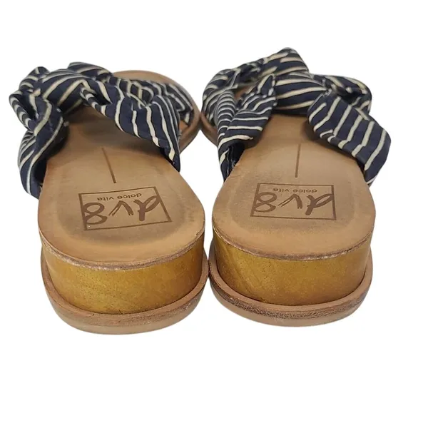 DV8 Dolce Vita Navy White Striped Knot Slide Wedge Sandals Size 9 - Image 6