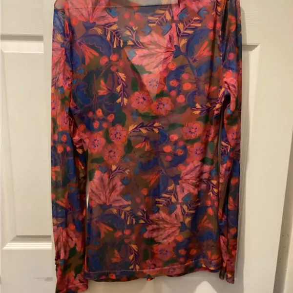 NATURAL LIFE Vibrant Floral Sheer Blouse - Image 3