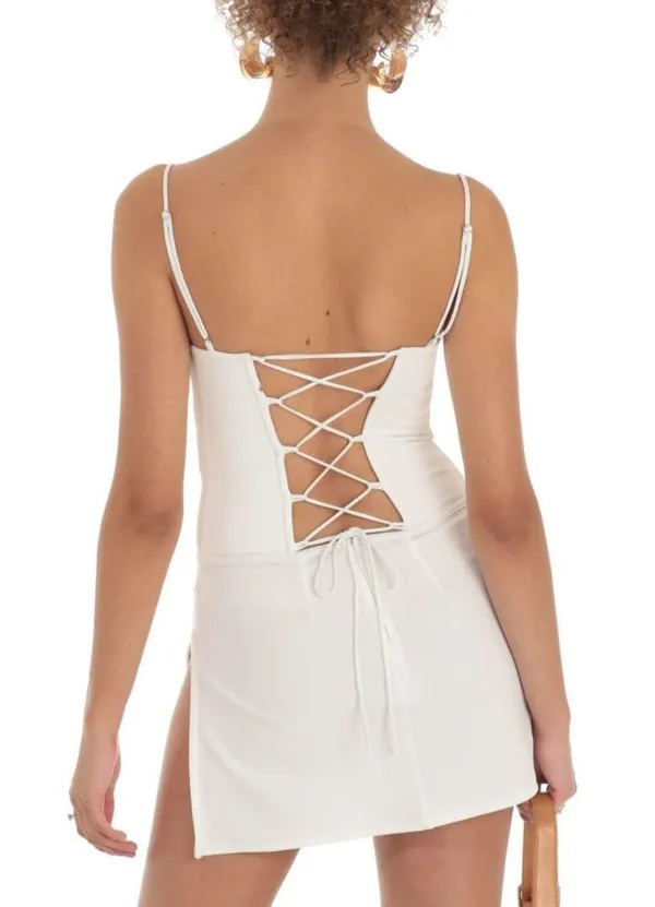 Lucy in the Sky White Mini Dress corset - Image 2