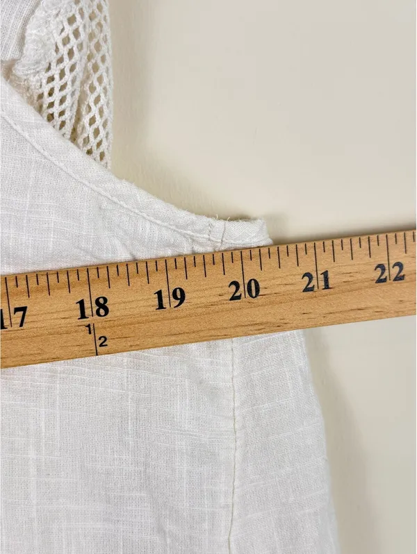 White Crochet Lace Old Navy Short Sleeve Peasant Top L - Image 8