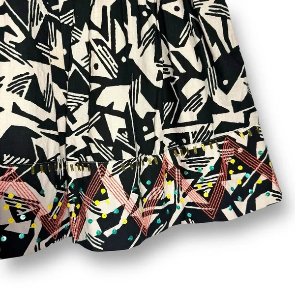 Anthropologie | Odille Abstract‎ Sequin Skirt | A-Line | 6 | Embroidered Lined - Image 9