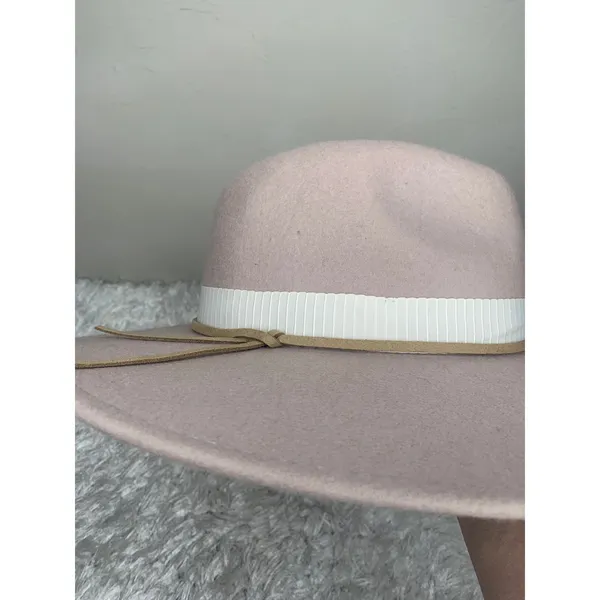 Taupe Blush Felt Rancher Hat OSFM Pink - Image 5