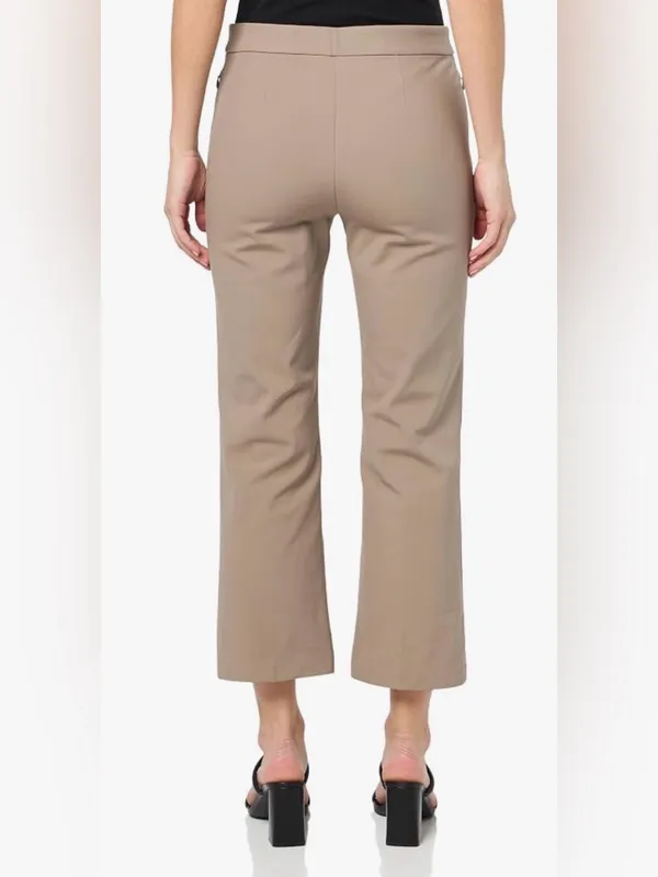 Theory Taupe Cropped Straight-Leg Pants - Image 2