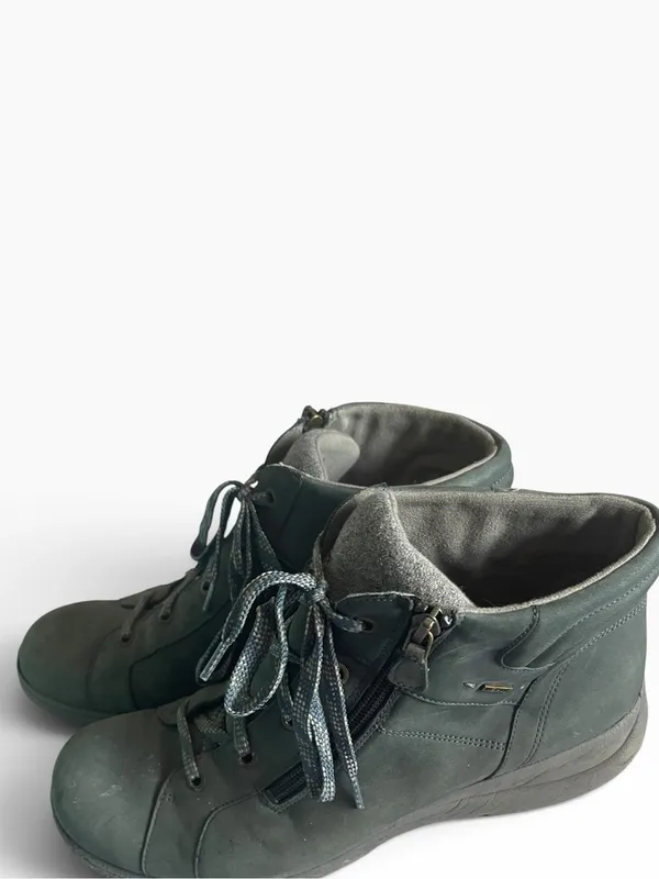 Aravon Rev Stridarc Waterproof Gray Leather Lace-Up Side-Zip Boots - Image 5
