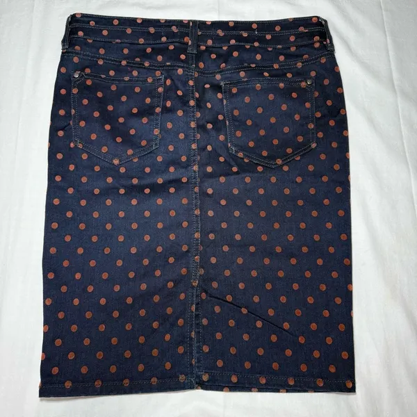 PILCRO & the Letterpress 28 Blue Denim Polka Dots Pencil Skirt Anthropologie - Image 8