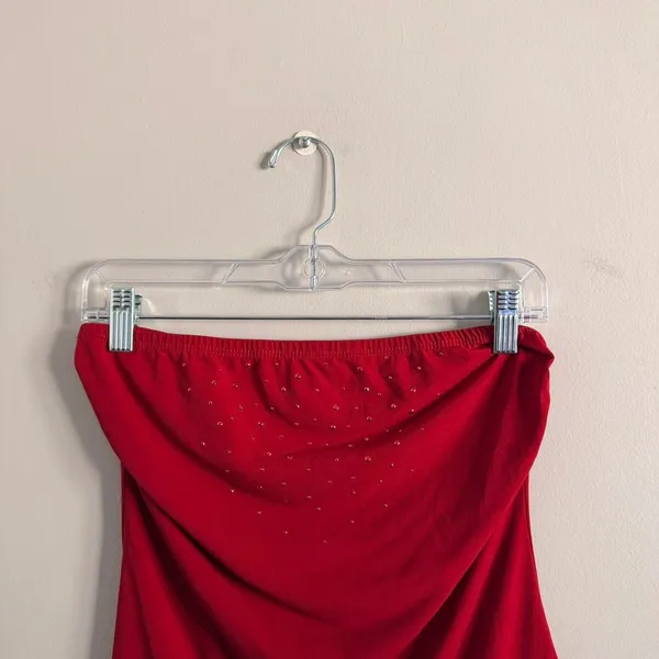 Y2k Red Judy Knapp California Bedazzled Tube Top - Image 3