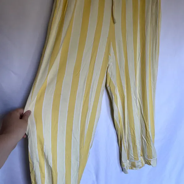 LOFT sleep‎ notch collar capri pajama pants white yellow soft women's S modal - Image 3