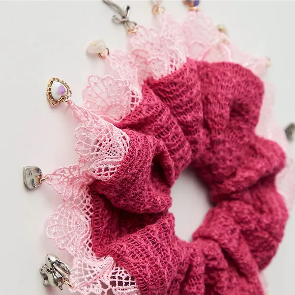 Free People Esmerelda Pony Locket Scrunchie in pink - Image 3