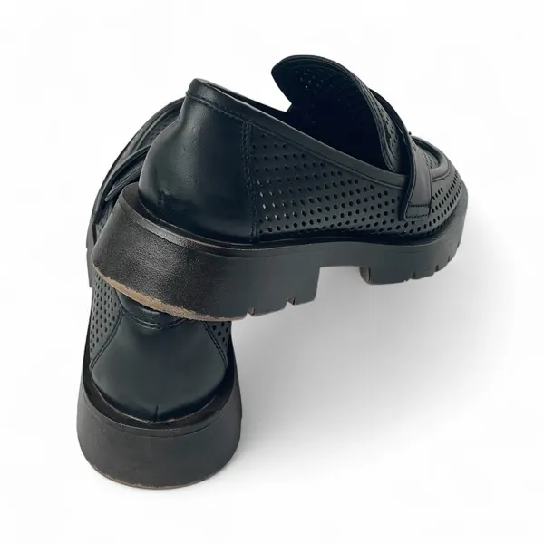 Dolce Vita Black Leather Perforated Loafers Platform‎ Lug Sole Modern Size 9 - Image 5