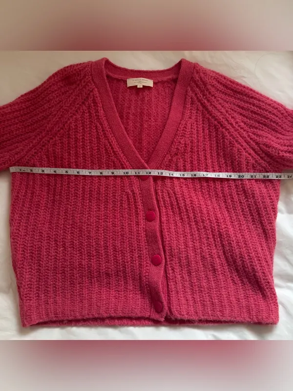Sezane Basile Cardigan Pop Pink Alpaca Wool Chunky Knit Sweater XS - Image 11