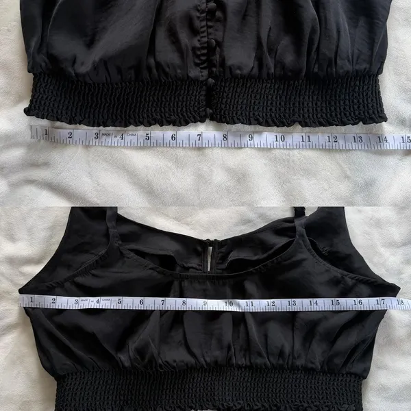 Free People Intimately You Honey Black Satin Crop Top Size Small Boho Indie - Image 8