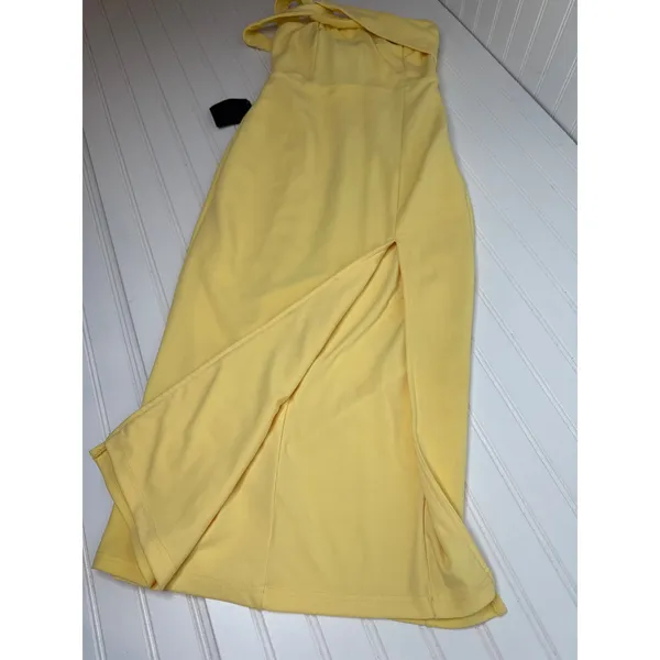 NWT Lulus Twist and Make Up Light Yellow One-Shoulder Bodycon Midi Dress Size XS - Image 6