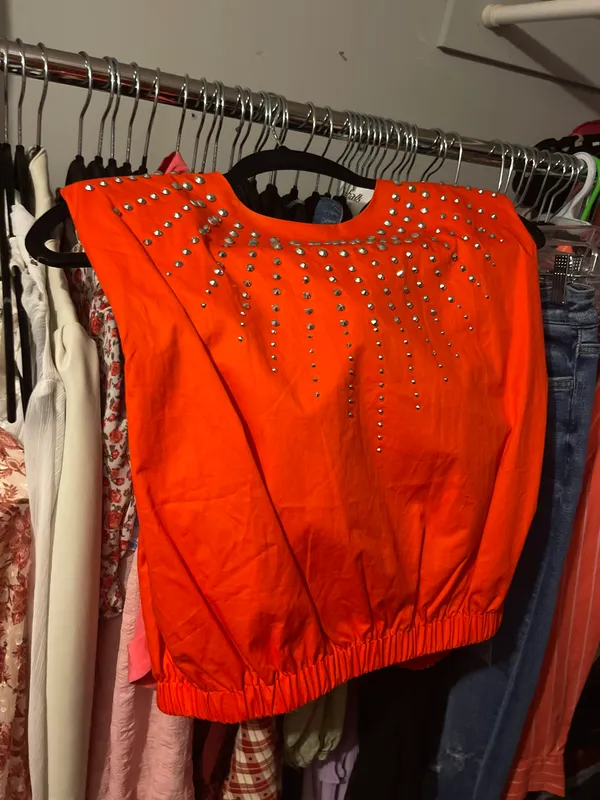 These Three Boutique Orange Studded Top Rhinestone Detail - Image 4