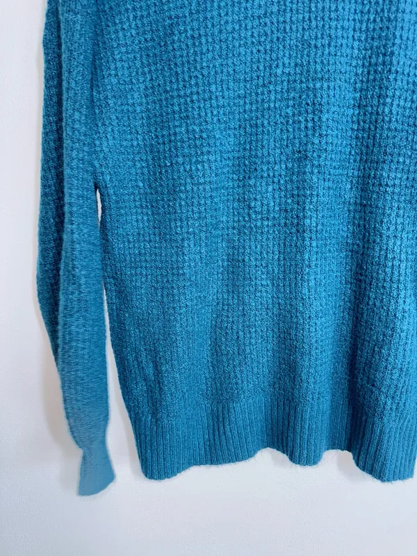 American Eagle Cloudspun Oversized Sweater Dark Teal Waffle Knit - Image 4