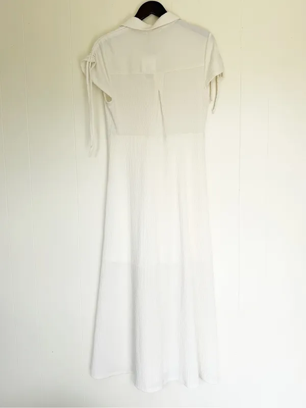 NWT SALTED HOUSES Boutique Collared Button-Front Midi Dress in Ivory Size Medium - Image 8