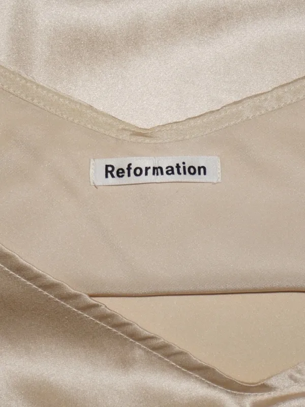 Reformation Champagne 100% Silk Tank Top Size: 2X Neutral Adjustable Straps - Image 6