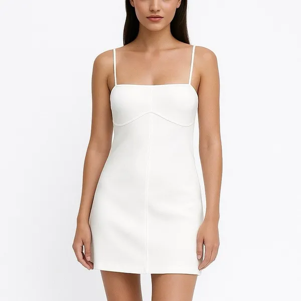 Zara White Sleeveless Square Neck Cami Camisole Slip Tank Mini Dress Size S - Image 2