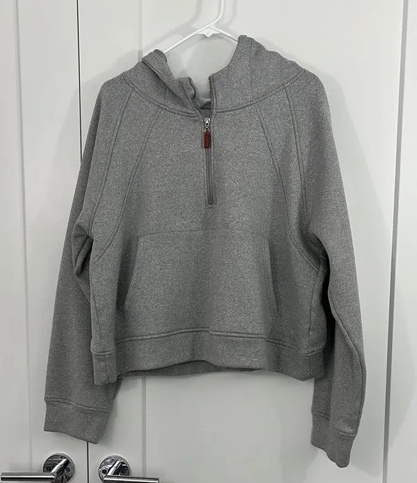 Laslulu 2XL Gray Half-Zip Scuba Hoodie Sweatshirt with Pocket - Image 3