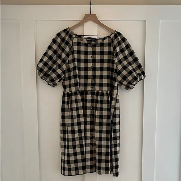 MODCLOTH x PRINCESS HIGHWAY Isabelle Dress Gingham Plaid Cotton Linen Size 10 - Image 5