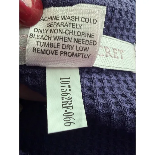 Victoria's Secret Waffle Knit Pajama Set Flannel Medium Purple Cozy New #FFF8-4 - Image 4