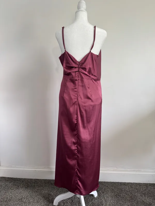 ASTR The Label Twist Front Satin Midi Dress, Large, Mauve - Image 2
