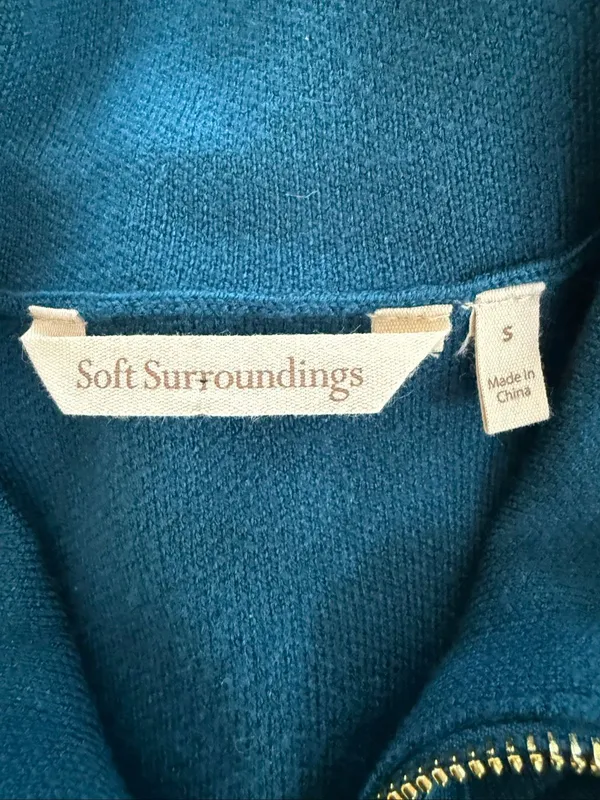 Soft Surroundings Meria Zip Cardi Womens Sweater Cardigan Teal Blue S - Image 8