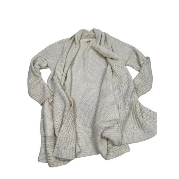 Pilcro and the Letterpress Ivory Textured Knit Shawl Cardigan Sweater Medium - Image 3