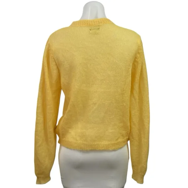 Two Thirds Women's Yellow Alpaca Button Down Long Sleeve Cardigan Sweater Top M - Image 3