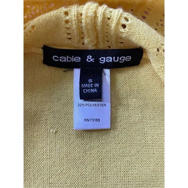 “cable & gauge” open front yellow cardigan - Image 4