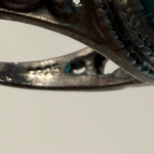 Turquoise Blue sz 9 Sterling Silver 925 Filigree Statement‎ Ring Boho - Image 7