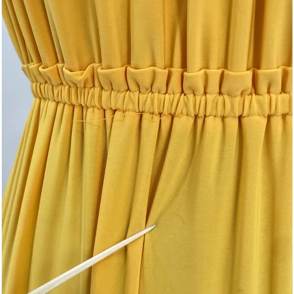 Yellow Goddess Maxi Dress Gold Rope Halter Tiered Long Resort T Bags LA Size S - Image 10