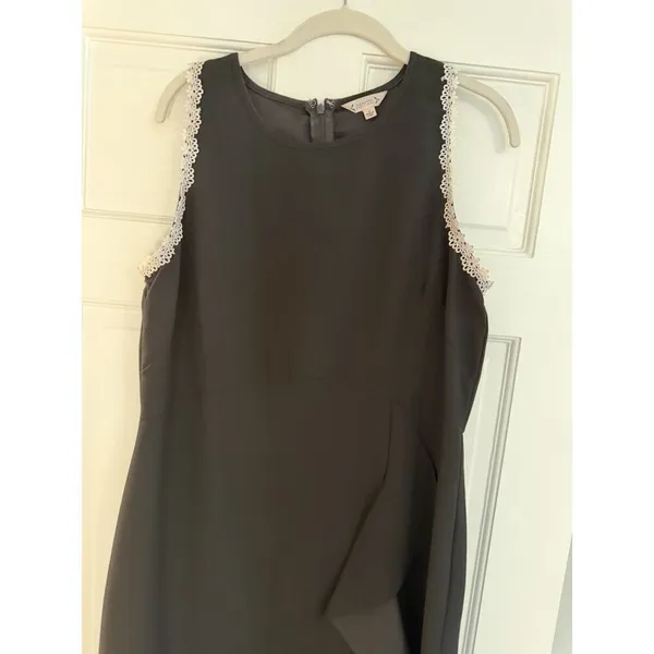 Nanette Lepore 12 Dress Sleeveless Lace Trim Cascading Front Ruffle Flared Hem - Image 5