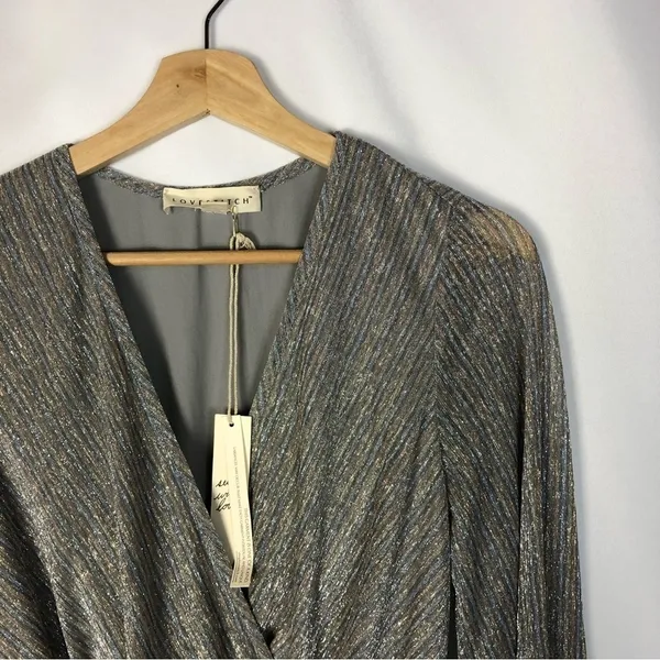 Lovestitch‎ Shooting Star Metallic Wrap Long Sleeve Mini Dress S - Image 5