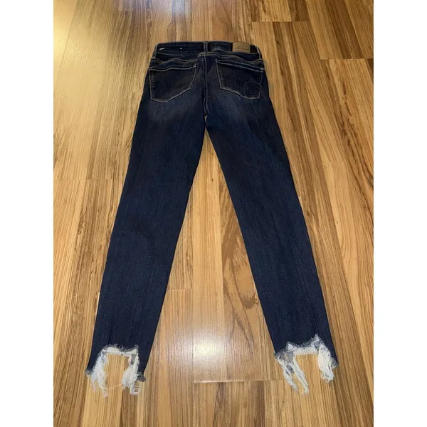 American Eagle 00R Next Level Stretch Hi-Rise Jegging Crop Distressed Denim Jean - Image 6