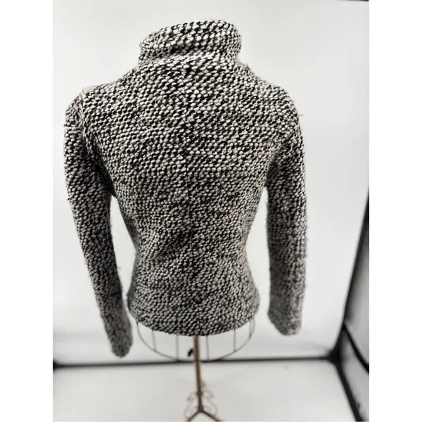 Blank NYC Boucle Knit Motorcycle Moto Jacket Black White Women’s Size XS - Image 4