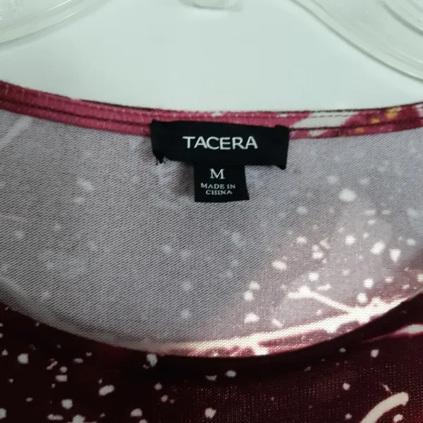 Tacera Dress Size Medium Burgundy Artsy Festive Winter Holiday Party Christmas - Image 6