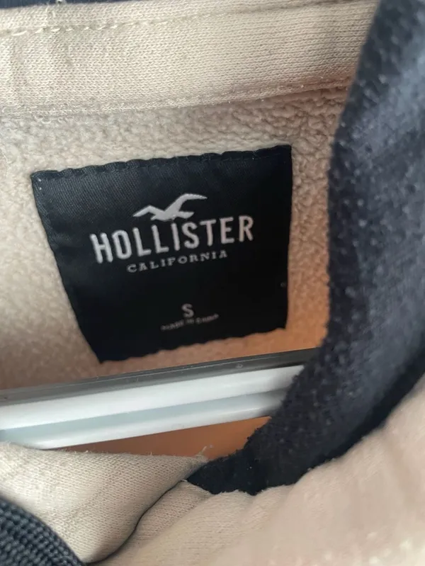 Hollister Beige Hoodie with Black Box Logo - Image 2