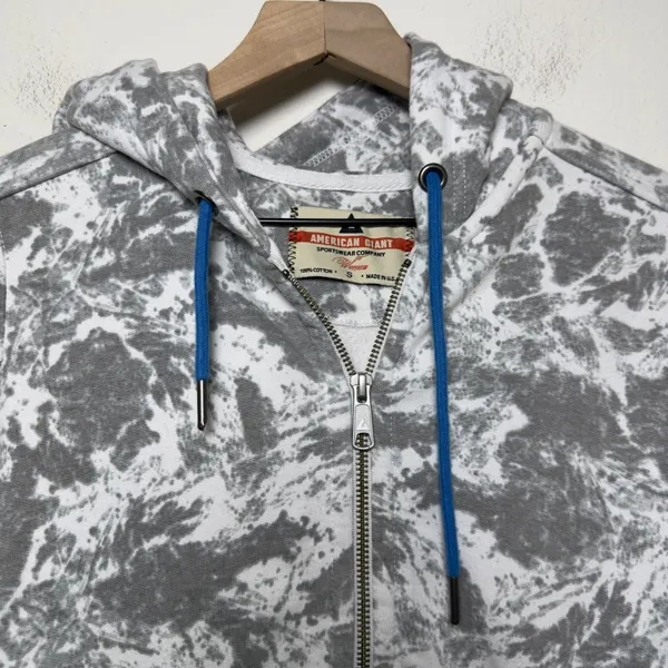 American Giant Women‎ 100% Cotton Hoodie Small Gray Marble Zip Up Sweatshirt USA - Image 5
