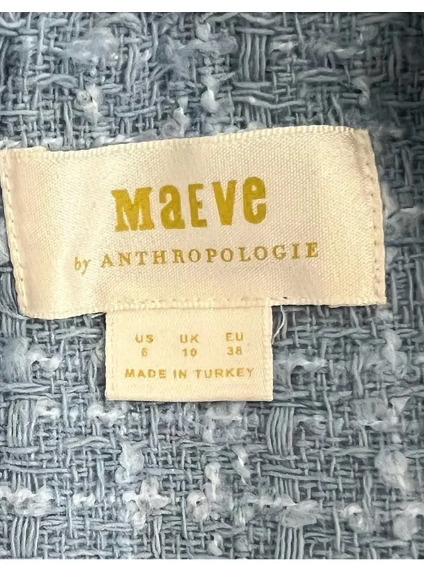 Maeve Anthropologie Blue Tweed Pearl Button Blazer Mini Dress NWOT Size 8 - Image 5