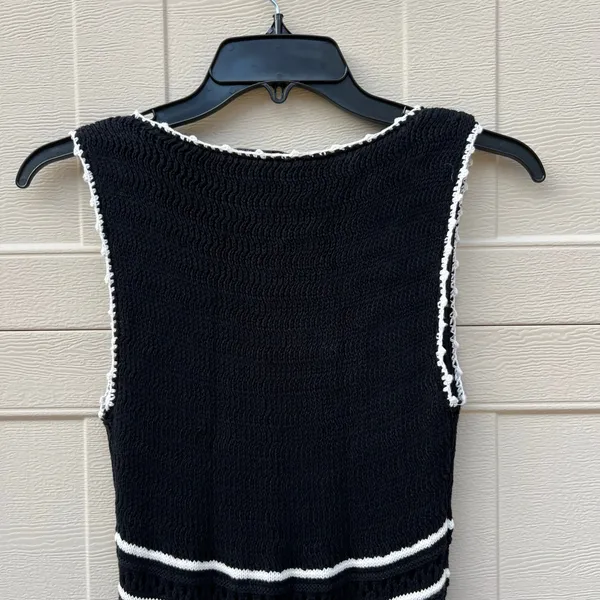 Abercrombie & Fitch Black White Crochet Mini Dress Sz XS Summer Vacation Resort - Image 7